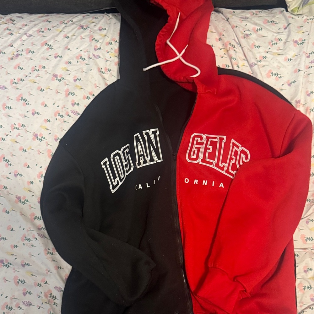 SHEIN Black and Red Los Angeles Hoodie